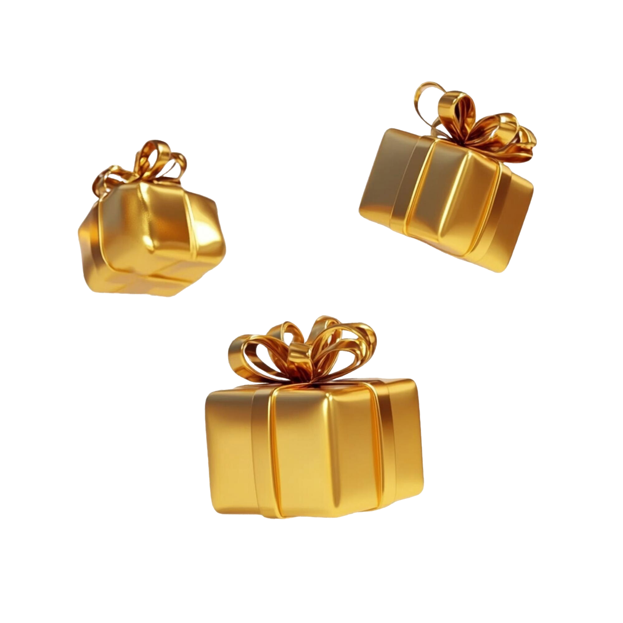 Golden gift boxes falling